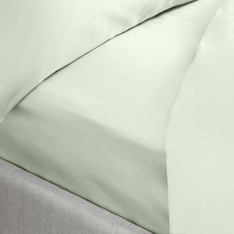 400 Thread Count 100% Cotton Sateen Fitted Sheet, Green, Double (4'6)
