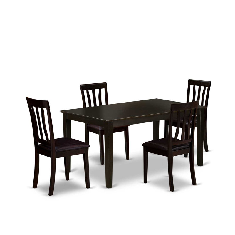 Ensemble de table de salle à manger 5 pièces moderne comprenant une table rectangulaire en bois et 4 chaises de salle à manger, chêne