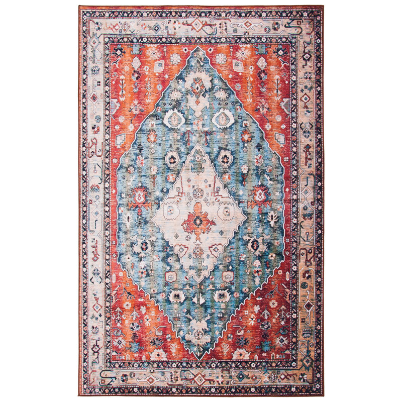 Sonia Oriental Beige/Blue Area Rug, Rectangle 3' x 5'