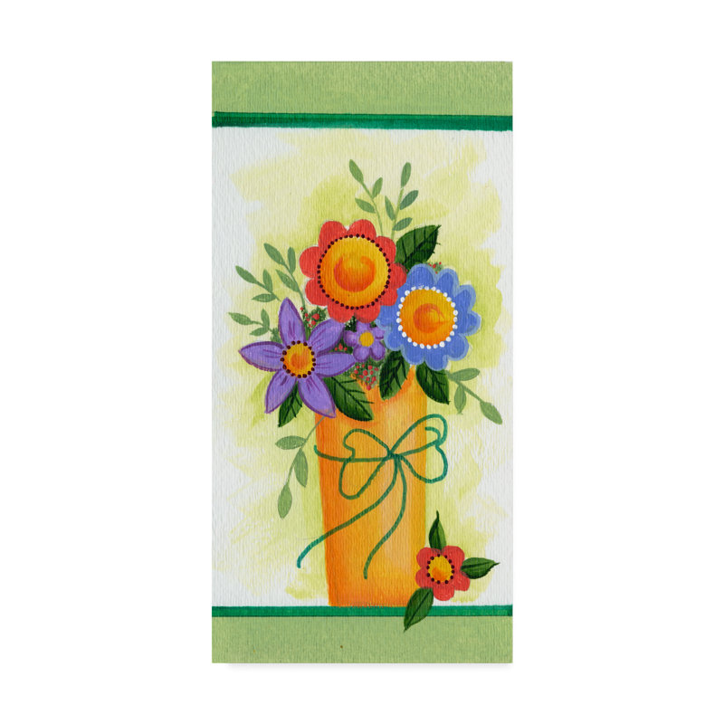« fleur pot centré », art sur toile, H 47 po x l 24 po x p 2 po