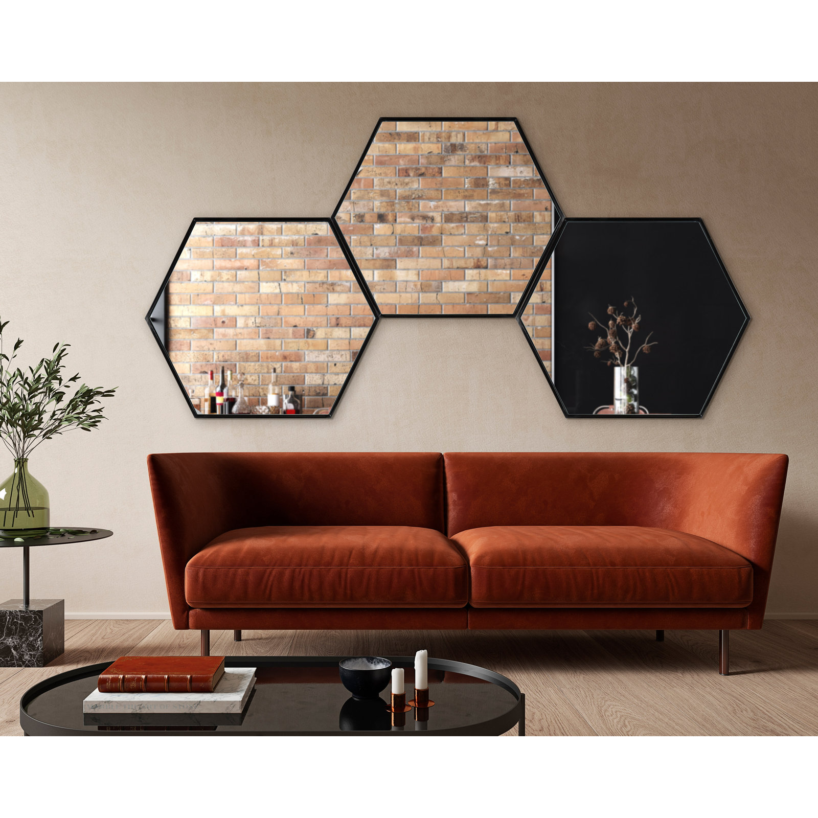 Breckler Metal Mirror, Black, 25.75" x 22"