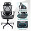 Chaise de bureau ergonomique avec siège en filet - lombaire réglable, accoudoirs, roues silencieuses pour le travail et la maison