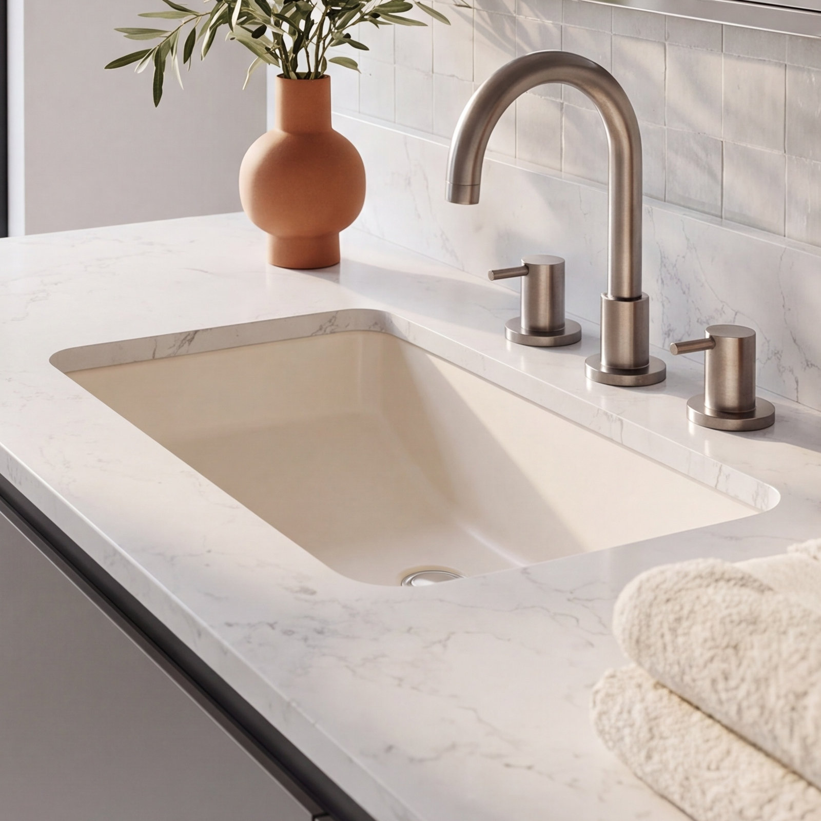 Lexicon Quartz Composite Rectangle Vanity Sink, Beige
