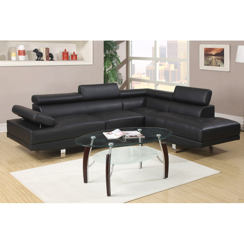 Canapé modulaire en similicuir noir
