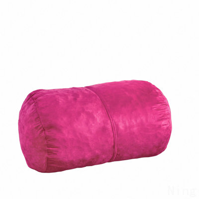 4 Foot Cylindrical Suede Bean Bag, Fuchsia