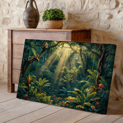 Canvas Create A Vibrant Jungle Scene Filled With Lush Greenery Featuring Wall Art A Variety Of Tropical Plants Such As Ferns Palm Canvas Wall Art