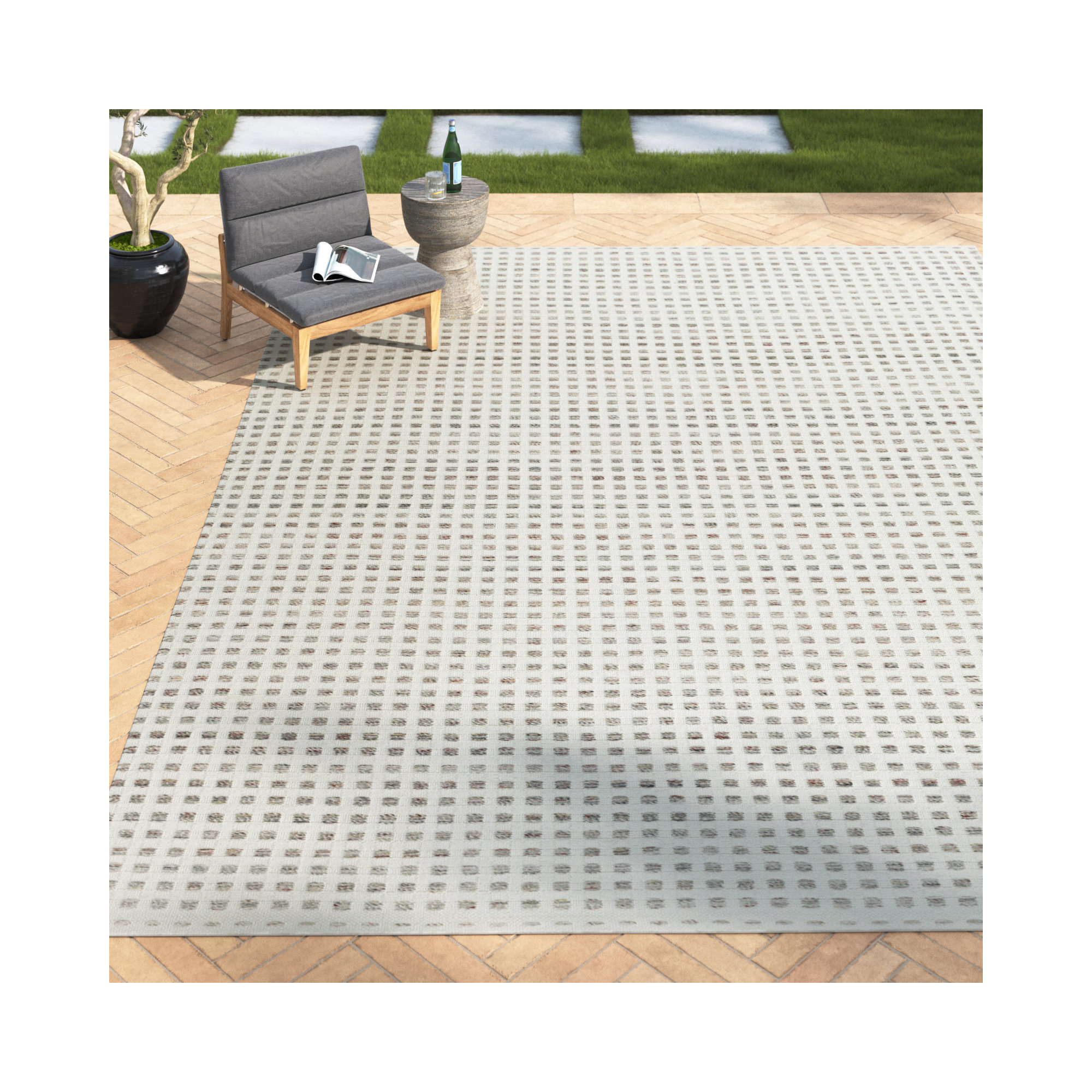 Gilson Handmade Recycled P.E.T Indoor/Outdoor Rug, Rectangle 10' x 14', Gray