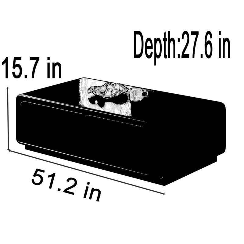 Table basse noire avec tiroirs