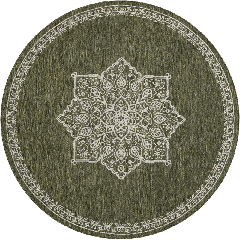 Tapis transitionnel Tollefson couleur forêt, Rond 7 pi 10 po