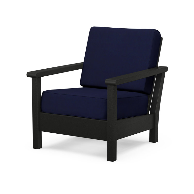 Chaise à assise profonde Harbor, Noir, Marine Indigo