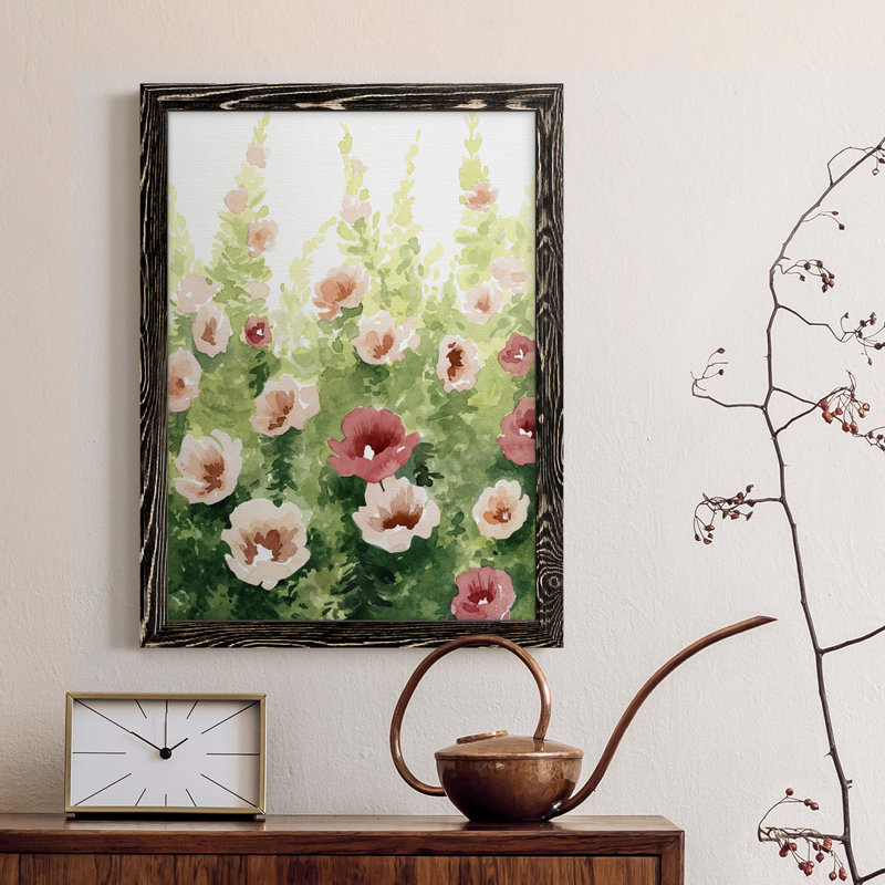 Toile encadrée de qualité supérieure Sunlit Flora II - prête à être accrochée, Cadre noir, H 31 po x l 44 po x P 1 po