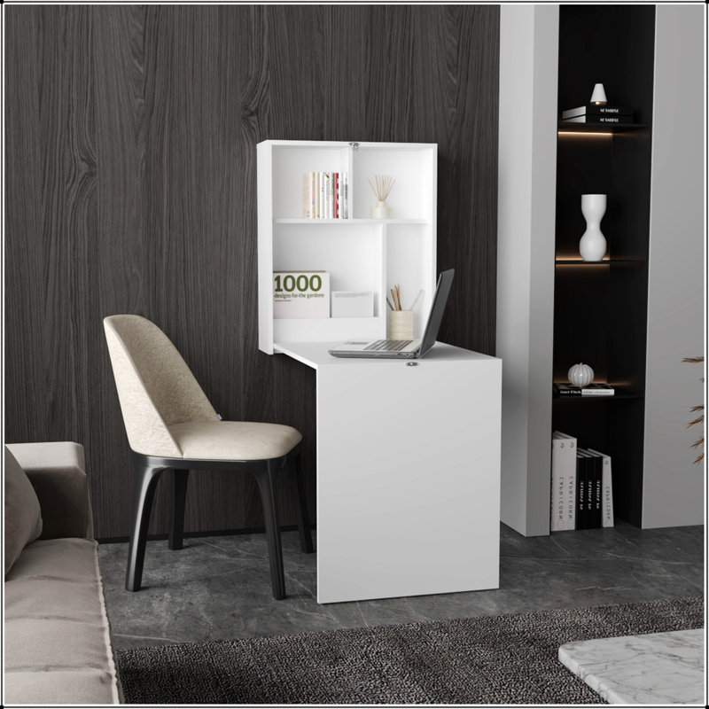 Table pliante murale Kaplar de 33 po de largeur x 23 po de profondeur avec quatre tablettes, design multifonctionnel et peu encombrant