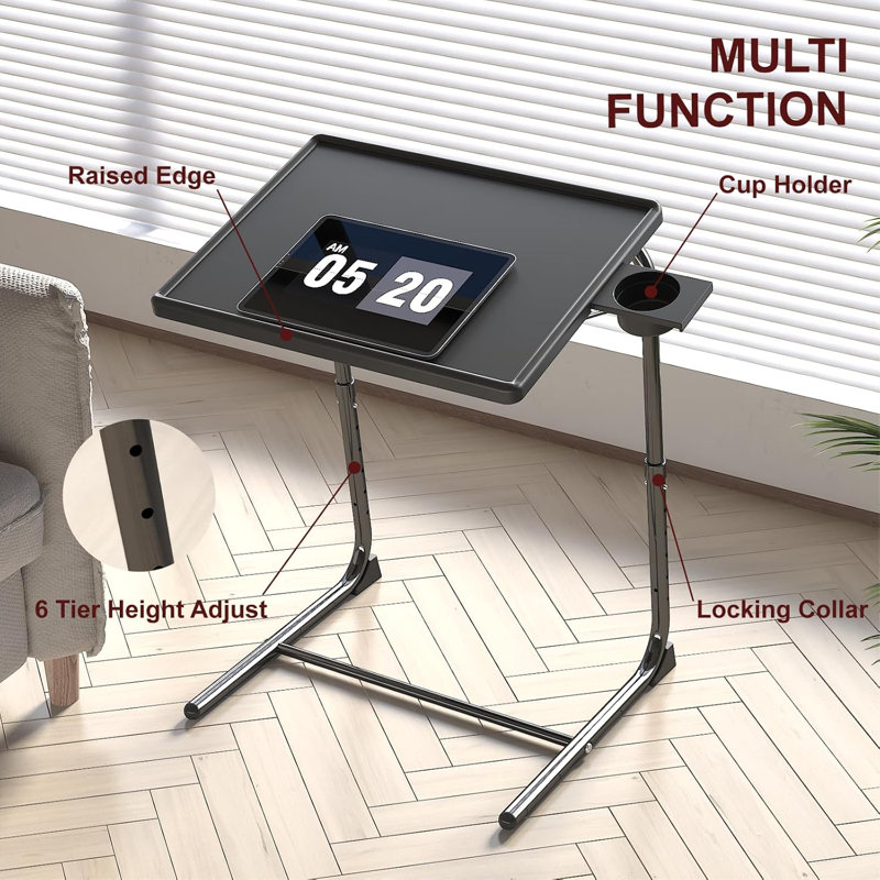 Adjustable TV Tray Table With Cup Holder,comfortable Laptop Stand For Bed & Sofa