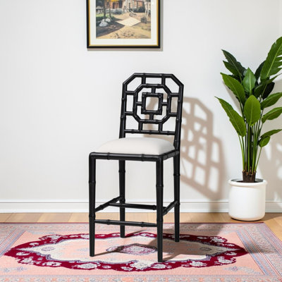 Suki Black Chinoiserie-Style Counter Stool