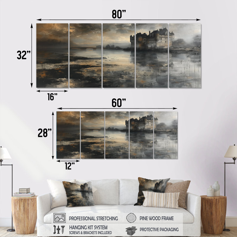 Ensemble d'art mural gris et noir, H 28 po x l 60 po