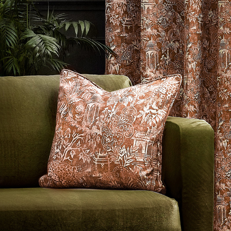 Bengal Toile Square Cushion Cover, Green, Polyester