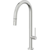 Pull-Down Kitchen Faucet With Button Sprayer - High Arc Spout