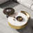 Ninah No-Assembly Required, Modern Light Luxury Round Nesting Coffee Table With 1 Drawer, Glass Rock Panels