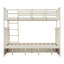 Lit simple superposé au dessus d'un lit double avec tiroirs de rangement, lit superposé en bois avec échelle et garde-corps - crème