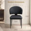 Ensemble de 2 chaises de salle à manger de style campagne moderne en lin souple noir-1090589397