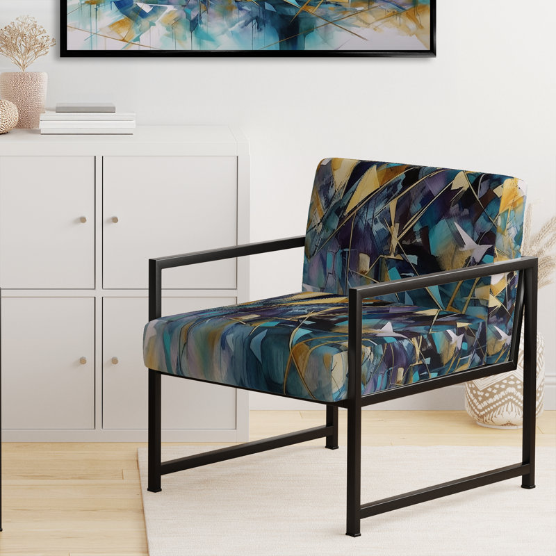 Chaise d'appoint rembourrée Golden Explosion Triangles III, Noir