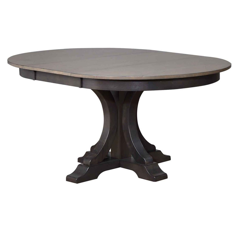 Fretwell 5 - Piece Round Extendable Solid Wood Dining Set, Grey Stone/ Black Stone