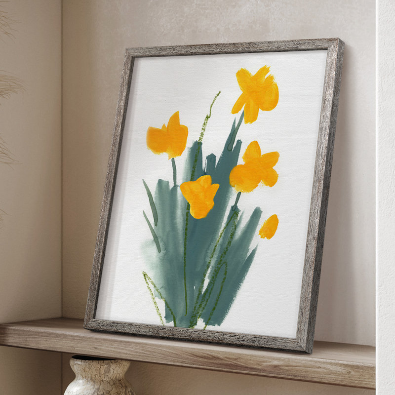 Daffodil Bunch II Framed Print - Solid Wood, 11" H x 9" W