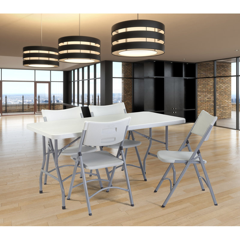 Speckled Gray 30" x 60" Rectangular Folding Table with Steel Frame