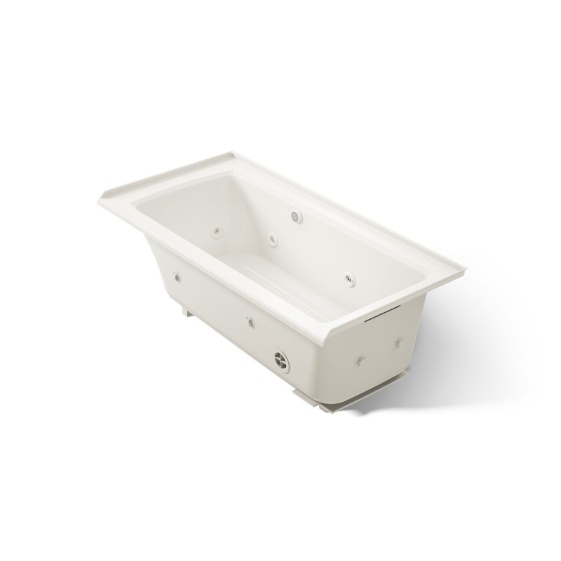 Tourbillon en alcôve Archer avec surface chauffante, bride de carrelage et drain à gauche Archer, Beige, Droite