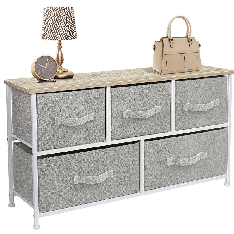 Commode 5 tiroirs Bayly, Beige