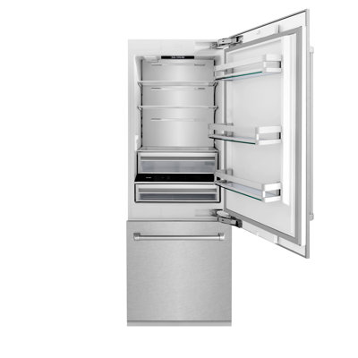 ZLINE 30Â Autograph Edition 16.1 cu. ft. Built-in 2-Door Bottom Freezer Refrigerator with Accent -  RBIV-SN-30