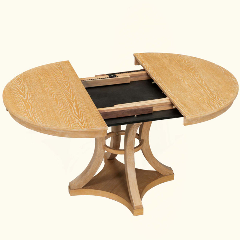 Ensemble de table de salle à manger 5 pièces avec table à rallonge et 4 chaises rembourrées, Beige / Naturel, Naturel