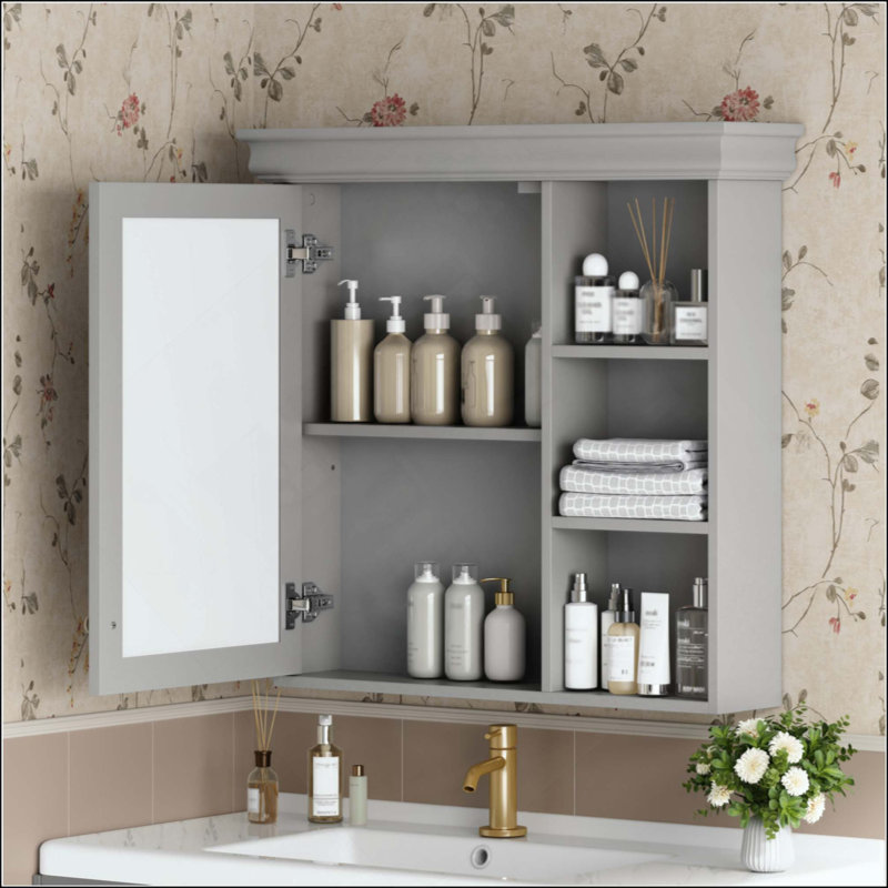 Armoire à pharmacie de salle de bain avec miroir, armoire à miroir murale avec rangement, armoire de rangement au-dessus de la toilette pour salle de bain
