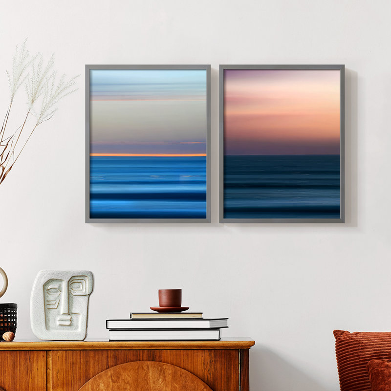 Coucher de soleil coucher de soleil III - reproduction encadrée de qualité supérieure - prête à être accrochée - aucun clou requis - aucun clou requis
