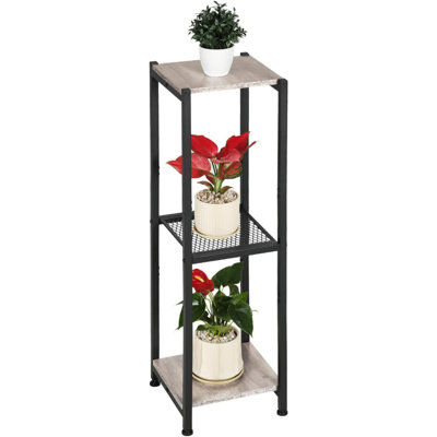 Très grand support à plante d'intérieur, 40 pouces, support à plante à 3 niveaux avec tablette en filet métallique robuste, noir