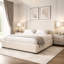 Premium Plush Bed Frame – Elegant Padded Bed with 48” Statement Headboard, Solid Wooden Bed – Contemporary Designer Finish-297265898-297508565