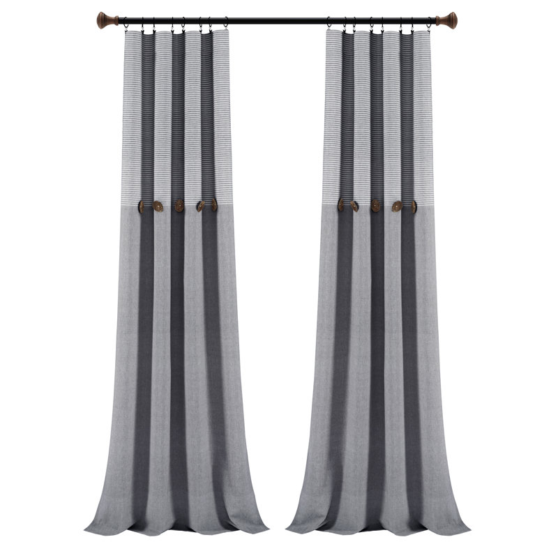 Andreca Cotton Semi Sheer Curtain Pair, Gray, 40" W x 95" L