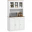 Armoire de rangement pour garde-manger de 71 po de hauteur avec support pour micro-ondes, buffet autoportant avec huche, 2 tiroirs, 5 portes, tablettes réglables et portes en verre pour la cuisine, la salle à manger, HOMcom
