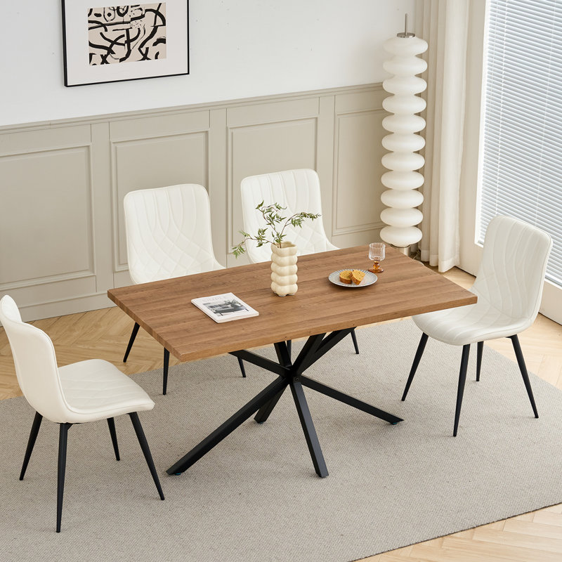 44cm H Cotton Upholstered Metal Side Chair, White