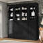 Armoire de cuisine haute 100% en bois massif avec portes en verre et 2 tiroirs, tablettes réglables, armoire de rangement modulaire de cuisine Pulcova, l 65 po x H 71,5 po-541925784