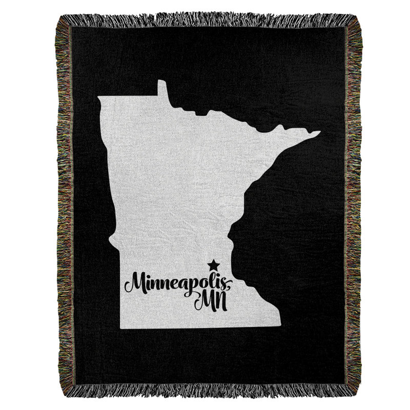 Jeté en coton tissé minneapolis minnesota, l 37 po x L 52 po, Noir