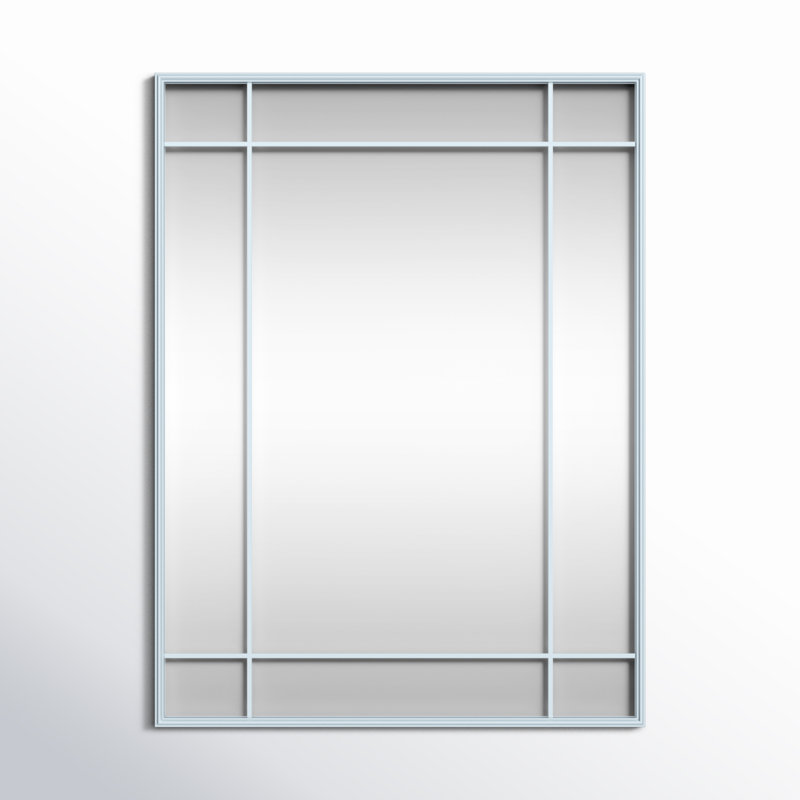 Chancey Iron Rectangle Wall Mirror, Silver, 40"H x 30"W