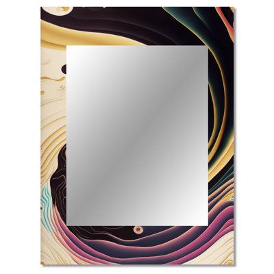 Purple, Gold And Blue Swirl III - Abstract Spirals Unique Wall Mirror Decor, Modern Large Mirror, Printed Metal Art