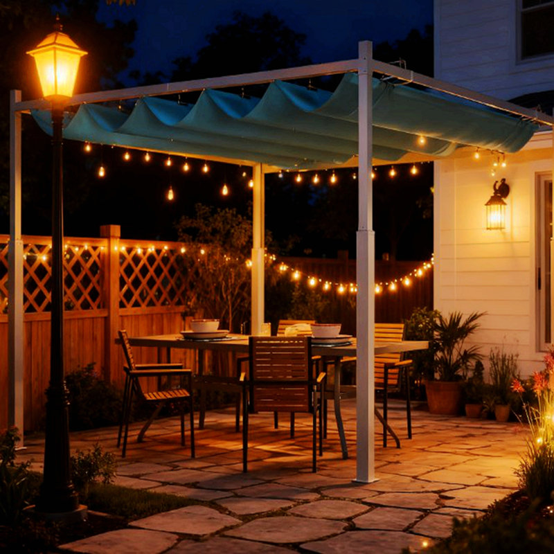 Pergola d'extérieur, auvent rétractable avec fixation magnétique