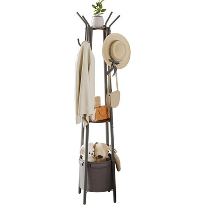 Heavy-Duty Freestanding Hall Tree With Shelf For Entryway, Hallway, Bedroom, Or Office Organization