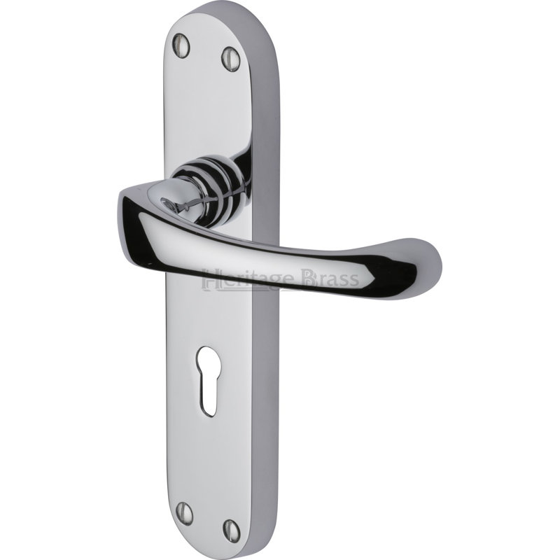 Heritage Brass Heritage Door Handle Lever Lock Gloucester Design, Polished Chrome