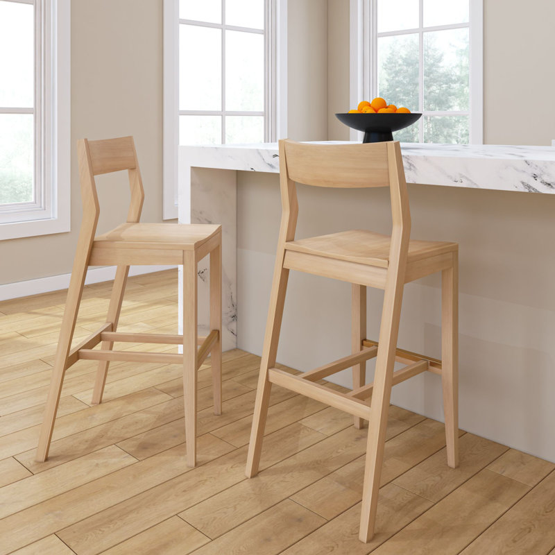Modern Bar Height Chair (44in) - 2 Pack, Blonde, Blonde