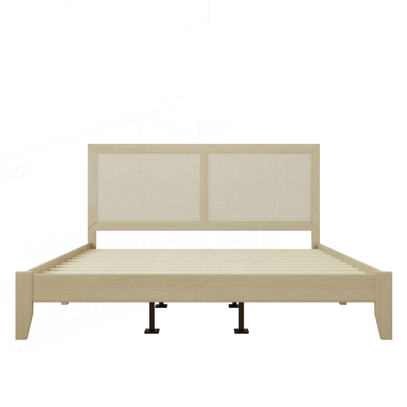 Behre Woven Rattan Cane Solid Wood Bed, California King