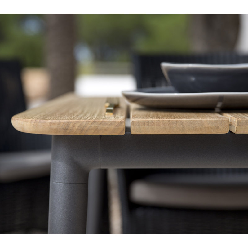 Core Rectangular Teak Solid Wood Outdoor Dining Table ,, Lava Gray, 35.5" W x 82.7" L x 29" H, Aluminum Lava Gray