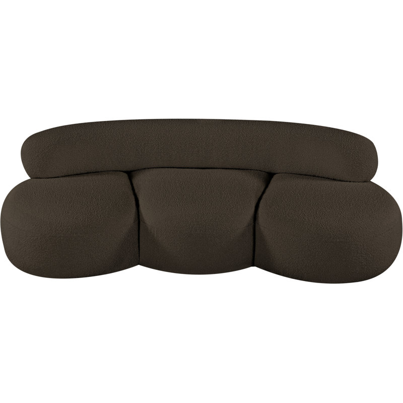 Isia Upholstered 88.5'' Sofa, Brown Boucle Fabric